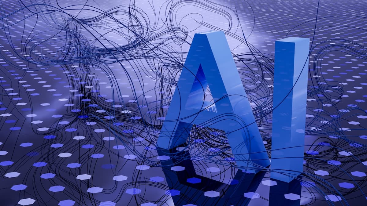 Futuristic AI neural network visualization
